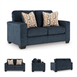 Bowery Hill Loveseat & Sofa Set in Navy Blue Polyester