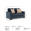 Bowery Hill Loveseat & Sofa Set in Navy Blue Polyester
