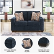 Bowery Hill Loveseat & Sofa Set in Navy Blue Polyester