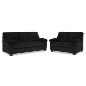 Bowery Hill Set of 2 Living Room Sofa and Loveseat in Onyx Corduroy
