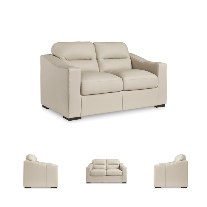 Bowery Hill Sofa & Loveseat Set in Almond Faux Leather