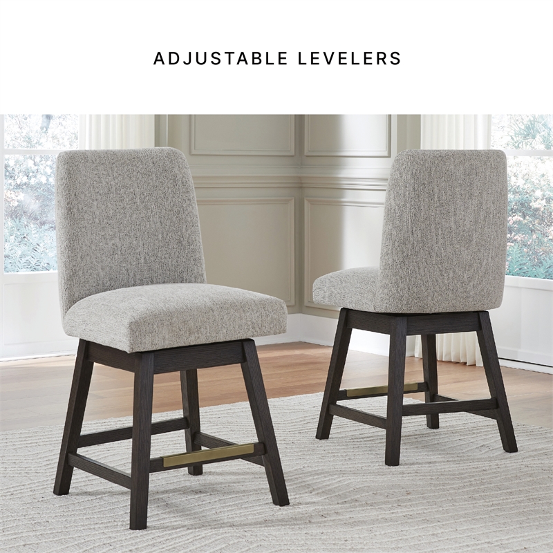 Bowery Hill 5-Piece Set of Dark Brown Counter Height Table & Beige Stools