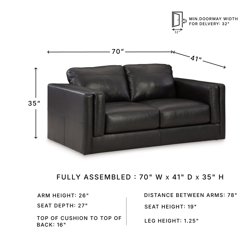 Bowery Hill Contemporary Onyx Leather Loveseat and Sofa Set