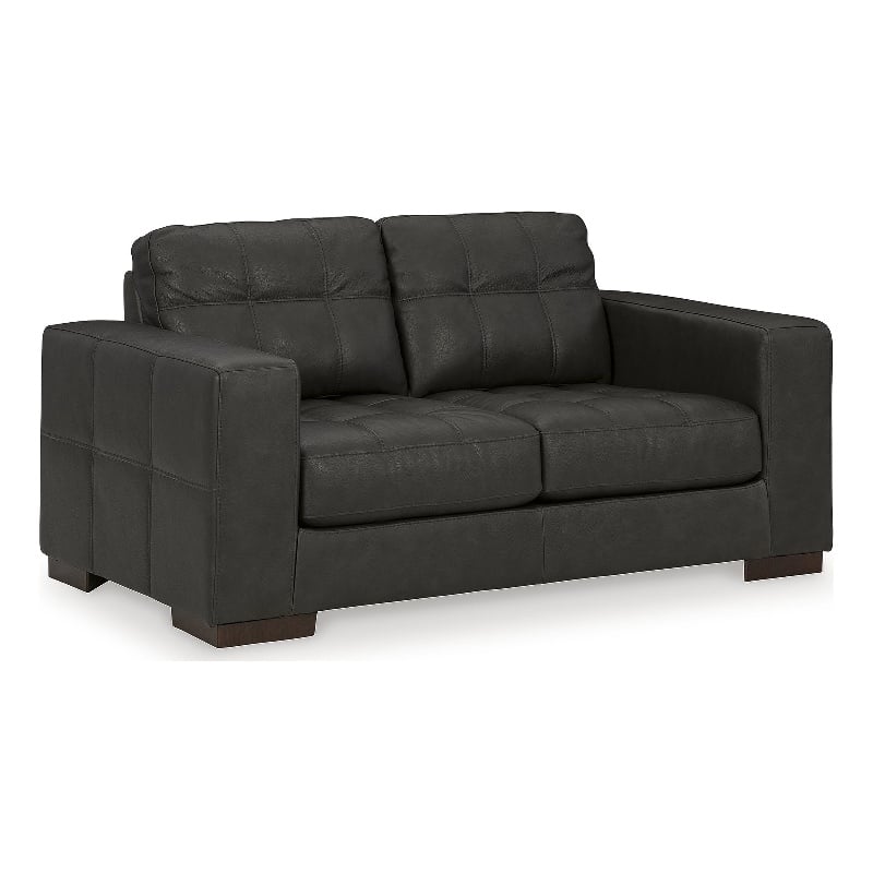 Bowery Hill 2-Piece Living Room Set of Loveseat & Sofa in Leather Upholstery