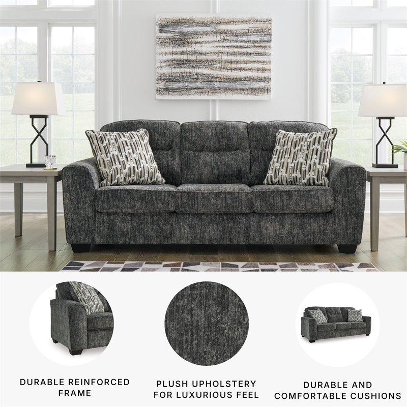 Bowery Hill 2-Piece Living Room Set of Loveseat & Sofa in Gunmetal Gray