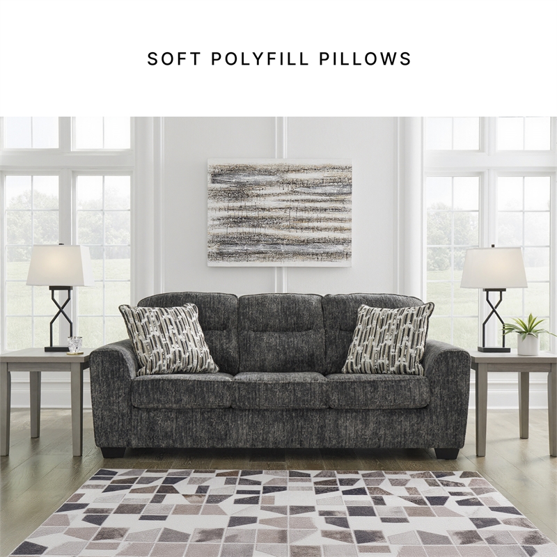 Bowery Hill 2-Piece Living Room Set of Loveseat & Sofa in Gunmetal Gray