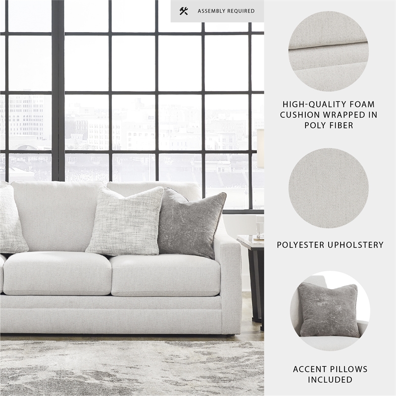 Bowery Hill Loveseat and Sofa Set in Beige Polyester Upholstery