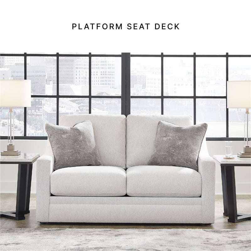 Bowery Hill Loveseat and Sofa Set in Beige Polyester Upholstery
