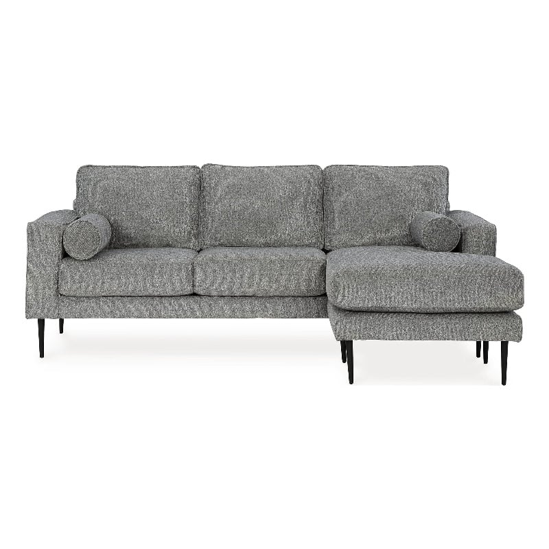 Bowery Hill Charcoal Loveseat & Sofa Chaise Set in Polyester Upholstery