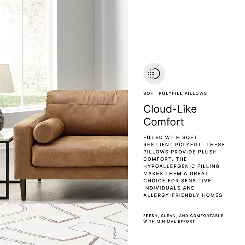 Bowery Hill 2-Piece Living Room Set of Caramel Faux Leather Sofa & Loveseat