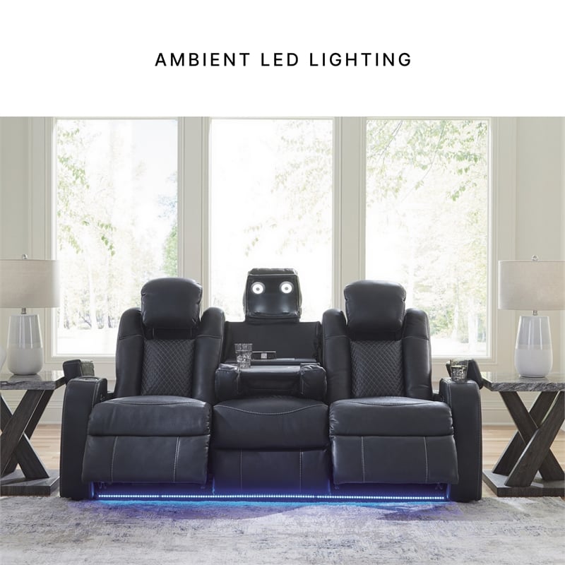 Bowery Hill 2-Pc Faux Leather Power Reclining Sofa Set with LED Lights & Storage