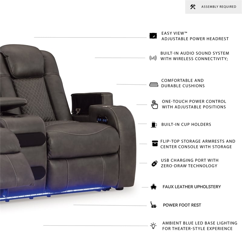 Bowery Hill Power Reclining Loveseat & Sofa Set in Faux Leather