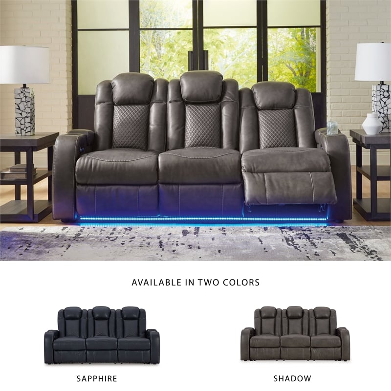 Bowery Hill Power Reclining Loveseat & Sofa Set in Faux Leather