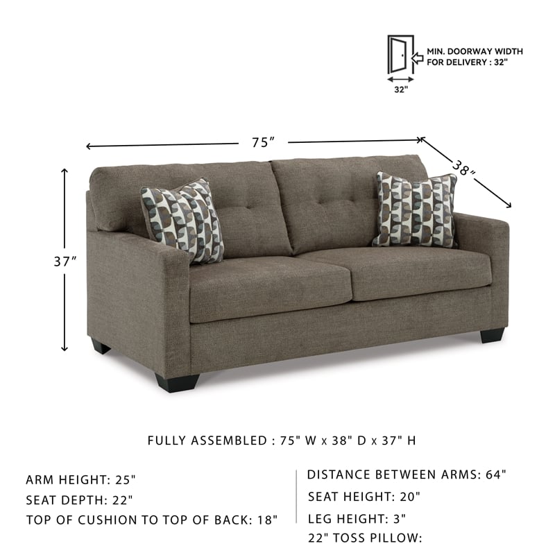 Bowery Hill Chocolate Loveseat & Sofa Set with Polyester Upholstery