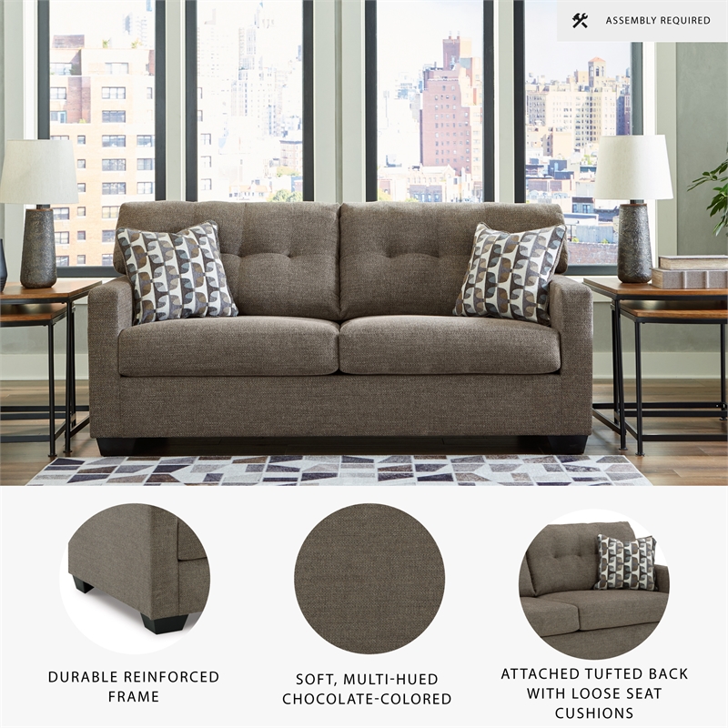 Bowery Hill Chocolate Loveseat & Sofa Set with Polyester Upholstery