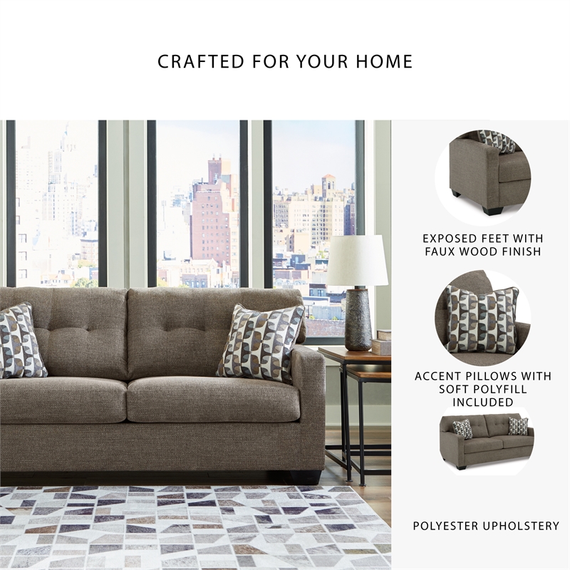 Bowery Hill Chocolate Loveseat & Sofa Set with Polyester Upholstery