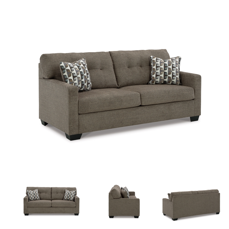 Bowery Hill Chocolate Loveseat & Sofa Set with Polyester Upholstery