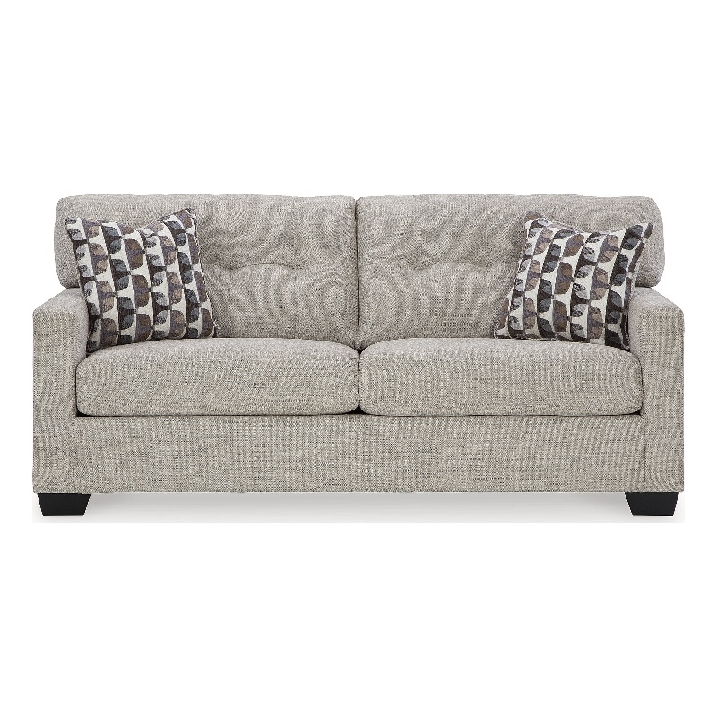 Bowery Hill Loveseat & Sofa Set in Pebble Upholstery with Tufted Back