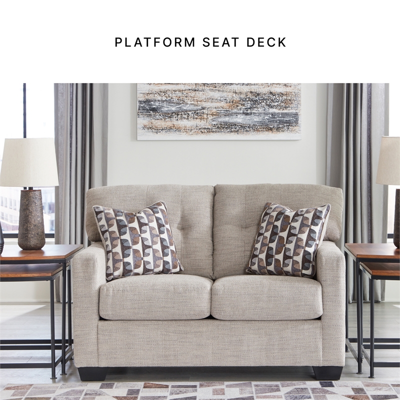 Bowery Hill Loveseat & Sofa Set in Pebble Upholstery with Tufted Back