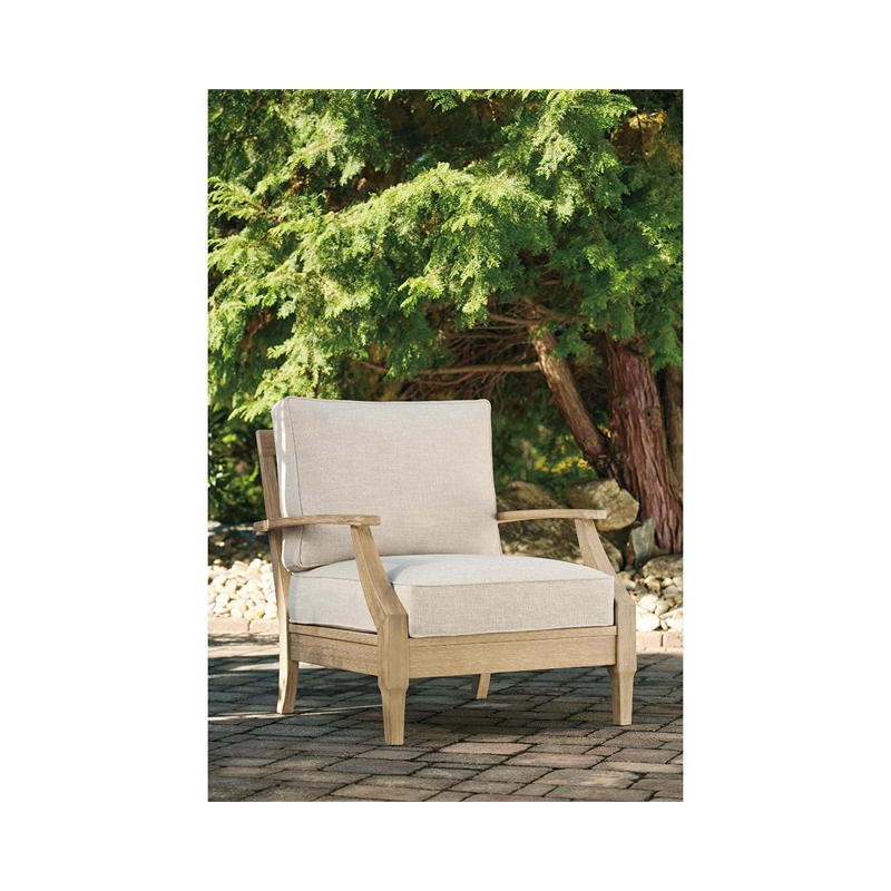 Bowery Hill Outdoor Patio Set of 2 Arm Chairs and Loveseat in Beige