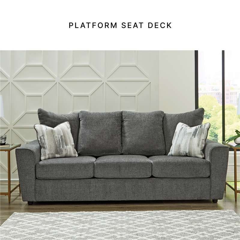 Bowery Hill Fabric Sofa and Loveseat Set in Gray Polyester