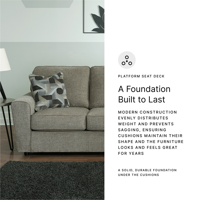 Bowery Hill Living Room Set of Sofa & Loveseat in Light Gray Fabric