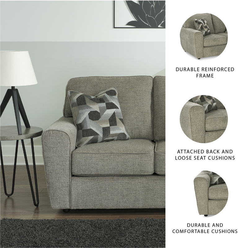 Bowery Hill Living Room Set of Sofa & Loveseat in Light Gray Fabric