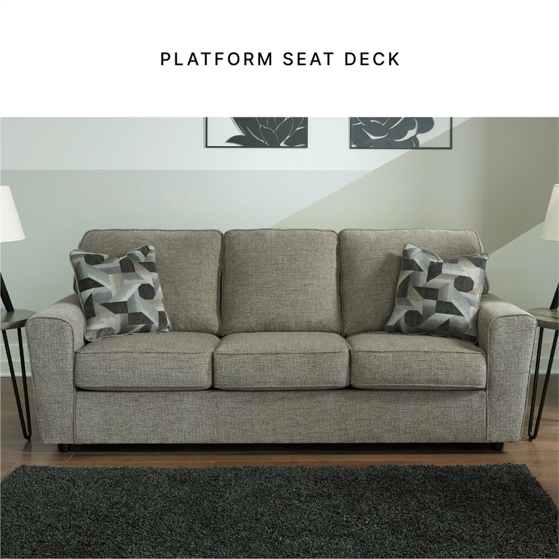 Bowery Hill Living Room Set of Sofa & Loveseat in Light Gray Fabric