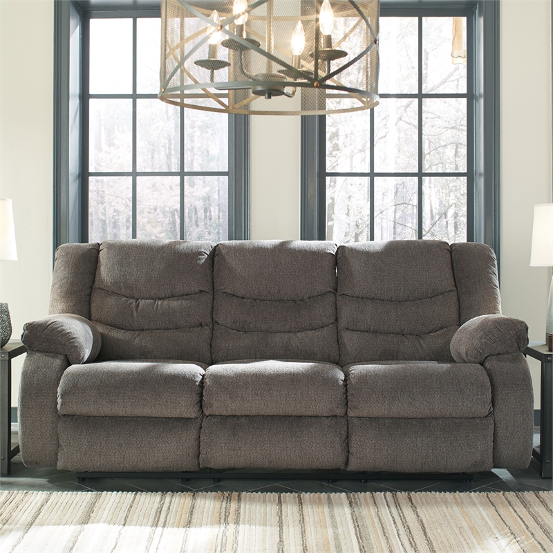 Bowery Hill Reclining Loveseat & Sofa Set in Gray Chenille Fabric