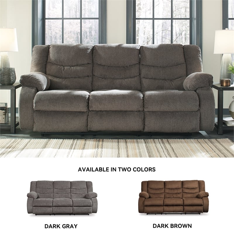 Bowery Hill Reclining Loveseat & Sofa Set in Gray Chenille Fabric