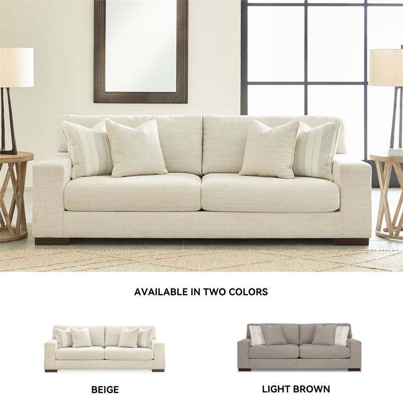 Bowery Hill 2-Piece Living Room Set of Sofa and Loveseat in Birch