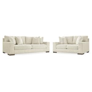 Bowery Hill 2-Piece Living Room Set of Sofa and Loveseat in Birch