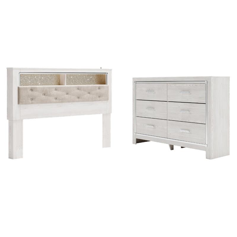 Bowery Hill King Panel Bookcase Headboard & 6-Drawer Dresser Set