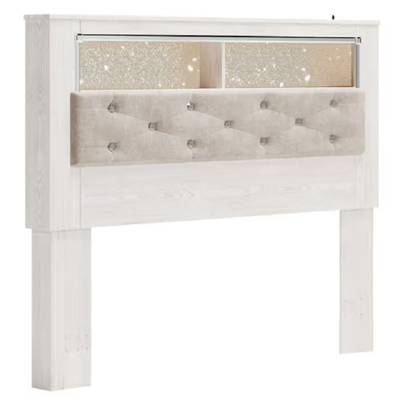 Bowery Hill Queen Upholstered Bookcase Headboard & 6-Drawer Dresser