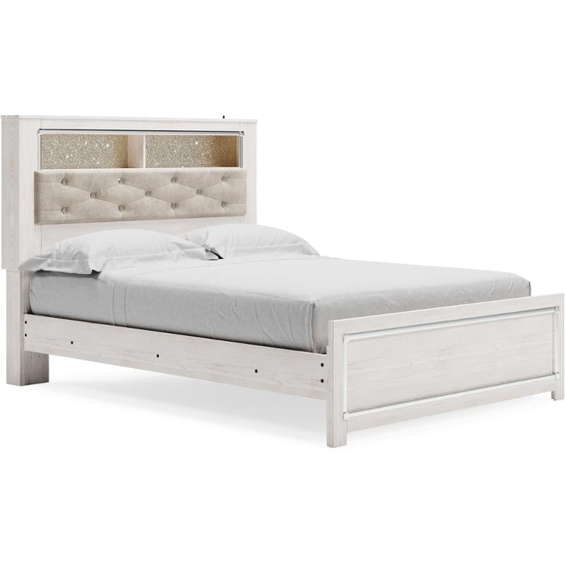 Bowery Hill Queen Upholstered Bookcase Headboard & 6-Drawer Dresser