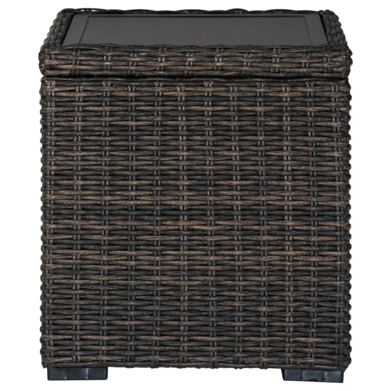 Bowery Hill Outdoor 3-Piece Table Set in Brown Resin Wicker