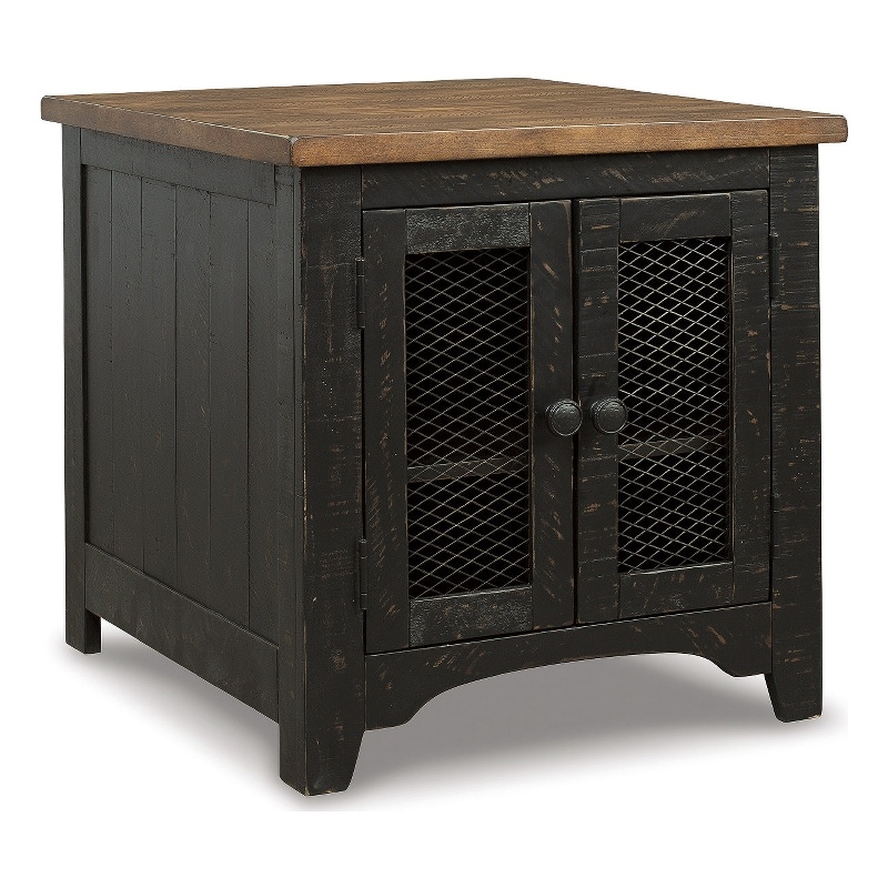 Bowery Hill Rustic Farmhouse Coffee Table & End Table Set in Black &Brown