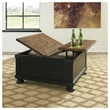 Bowery Hill Rustic Farmhouse Coffee Table & End Table Set in Black &Brown
