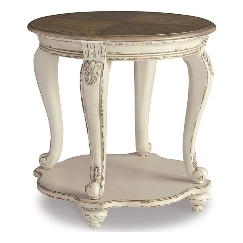 Bowery Hill 3-Piece Coffee & End Table Set in Chipped White & Brown