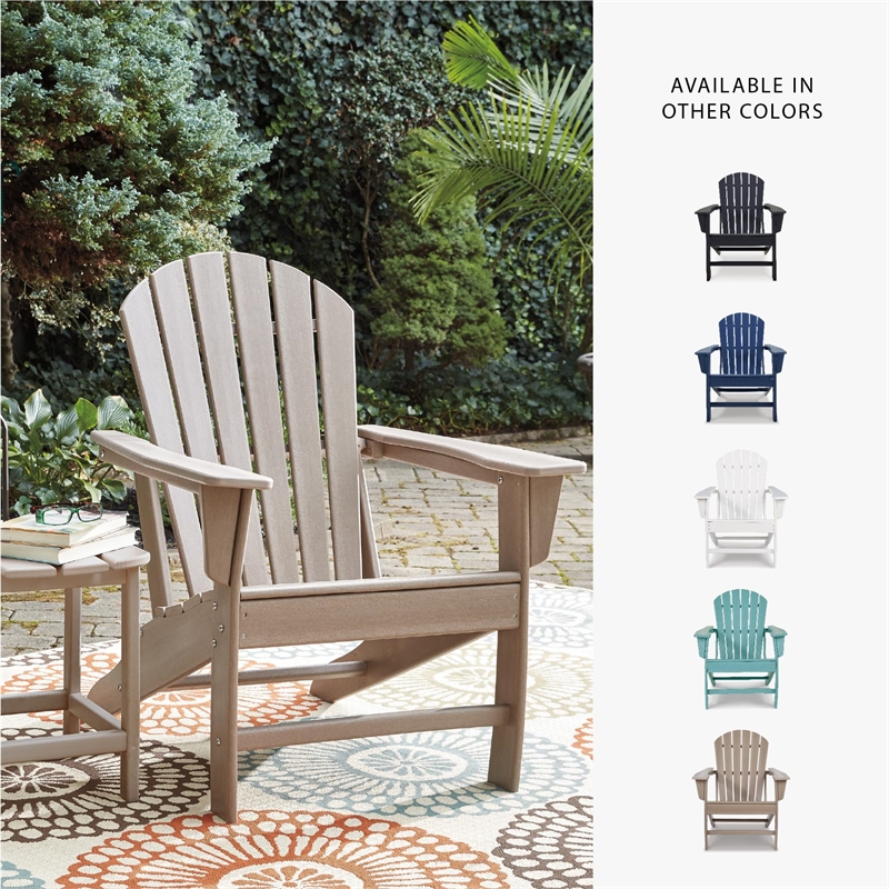 Bowery Hill Outdoor Set of Grayish Brown End Table & Adirondack Chair