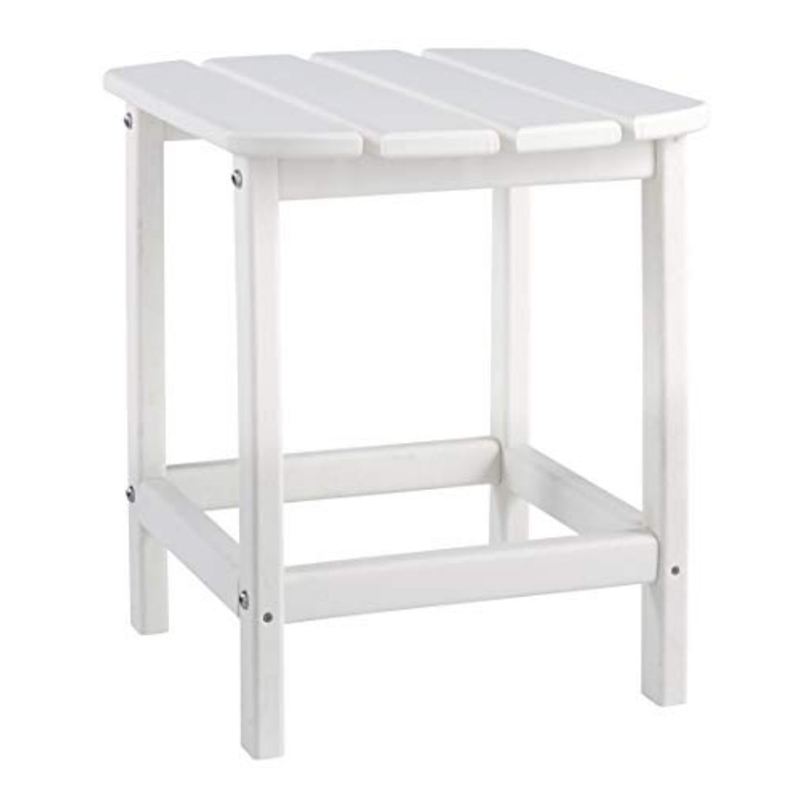 Bowery Hill 3-Piece Outdoor Set of Adirondack Chairs & End Table in White