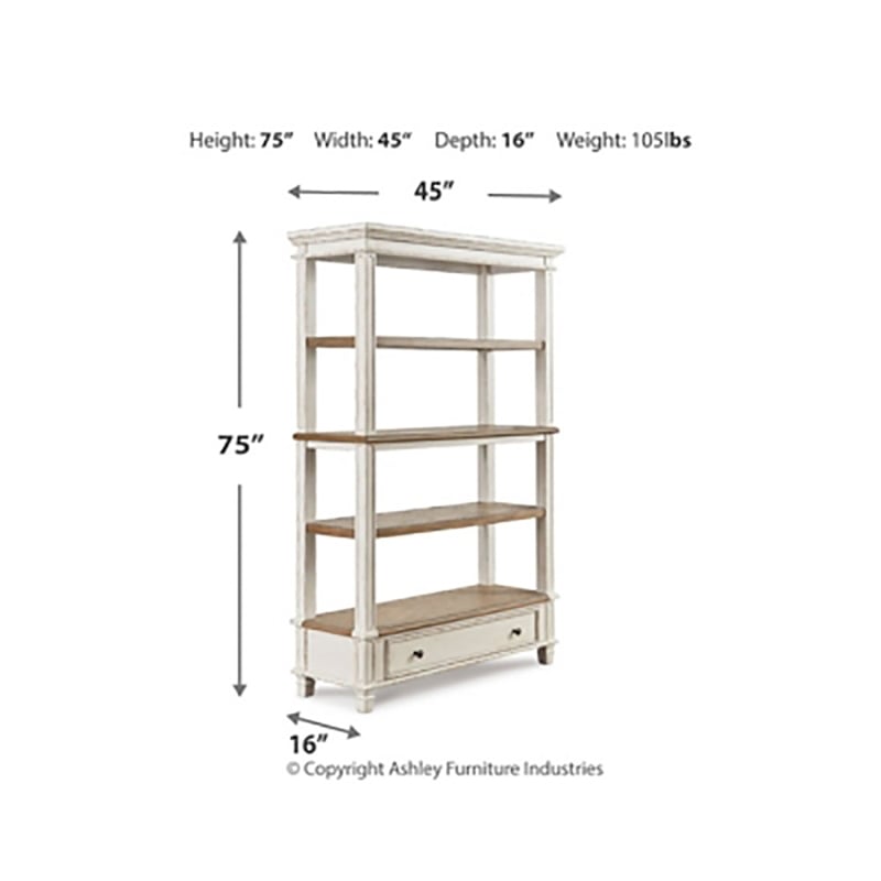 Bowery Hill 2-Piece Home Office Set of Desk & Bookcase in White & Brown
