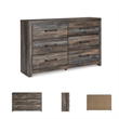 Bowery Hill Rustic Industrial Twin Headboard & 6-Drawer Dresser Set