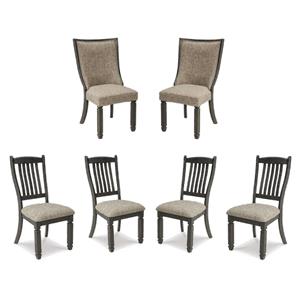 Bowery Hill Upholstered Dining Side Chairs Set of 6 in Gray and Brown