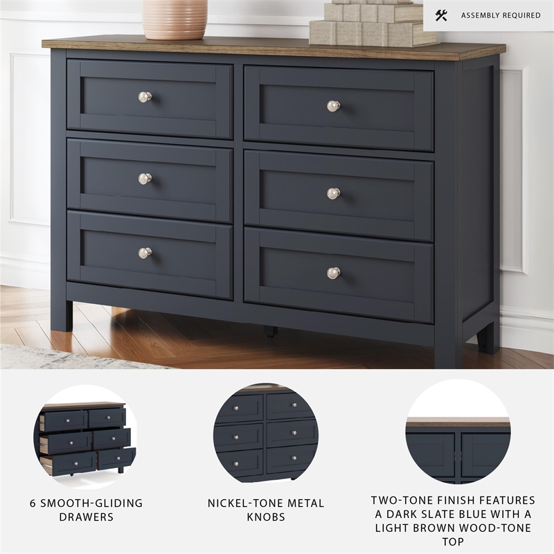 Bowery Hill Solid Wood Queen Panel Headboard & Dresser Set