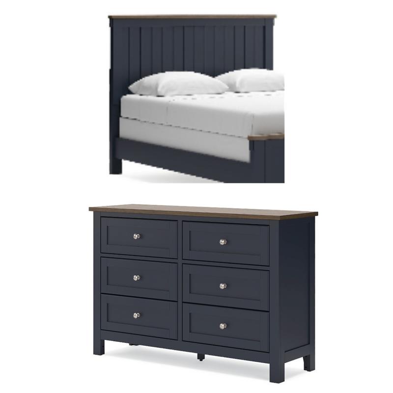 Bowery Hill Solid Wood Queen Panel Headboard & Dresser Set