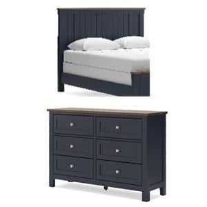 Bowery Hill Solid Wood Queen Panel Headboard & Dresser Set