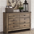 Bowery Hill Queen Panel Headboard & Dresser Set in Brown Rustic Finish