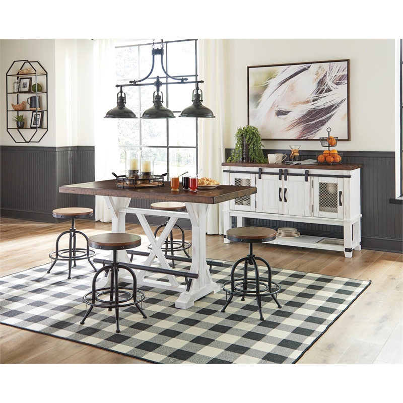 Bowery Hill 5-Piece Dining Counter Height Table & Adjustable Swivel Stools