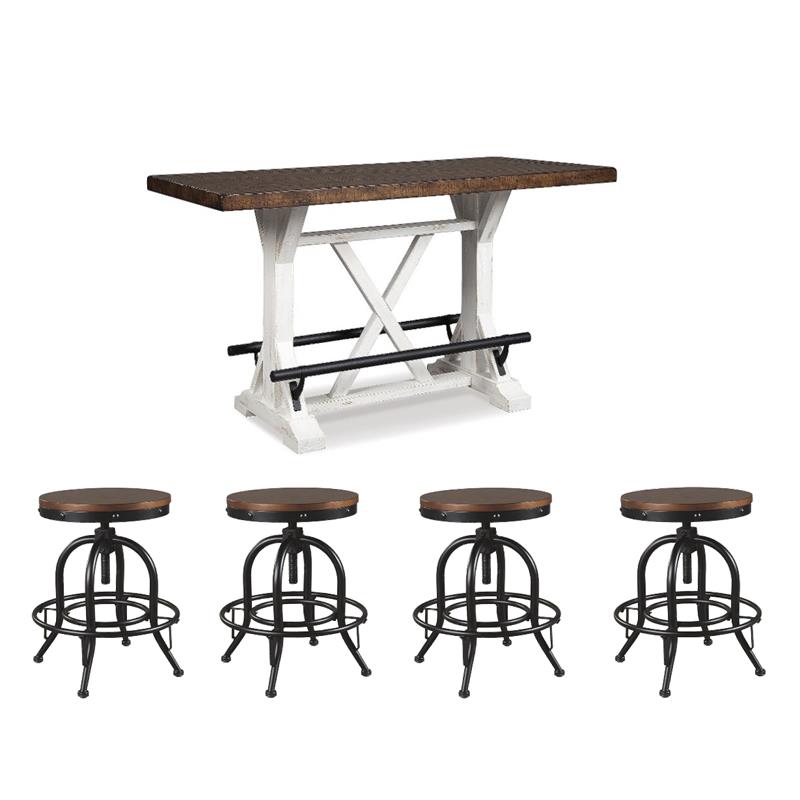 Bowery Hill 5-Piece Dining Counter Height Table & Adjustable Swivel Stools
